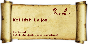 Kolláth Lajos névjegykártya